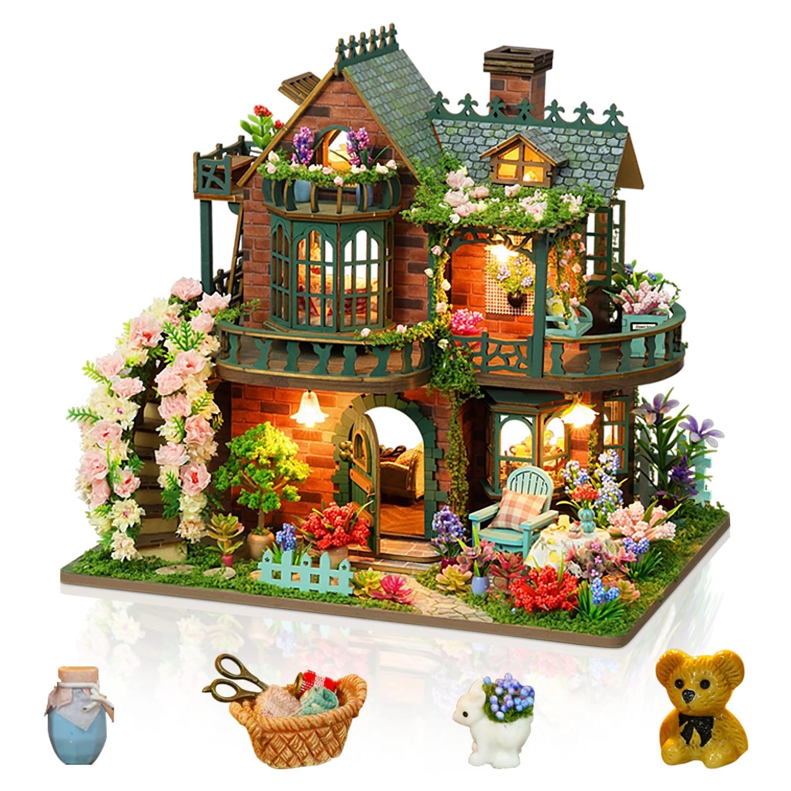 Cuteefun Miniature Dollhouse Kit - green spring yard