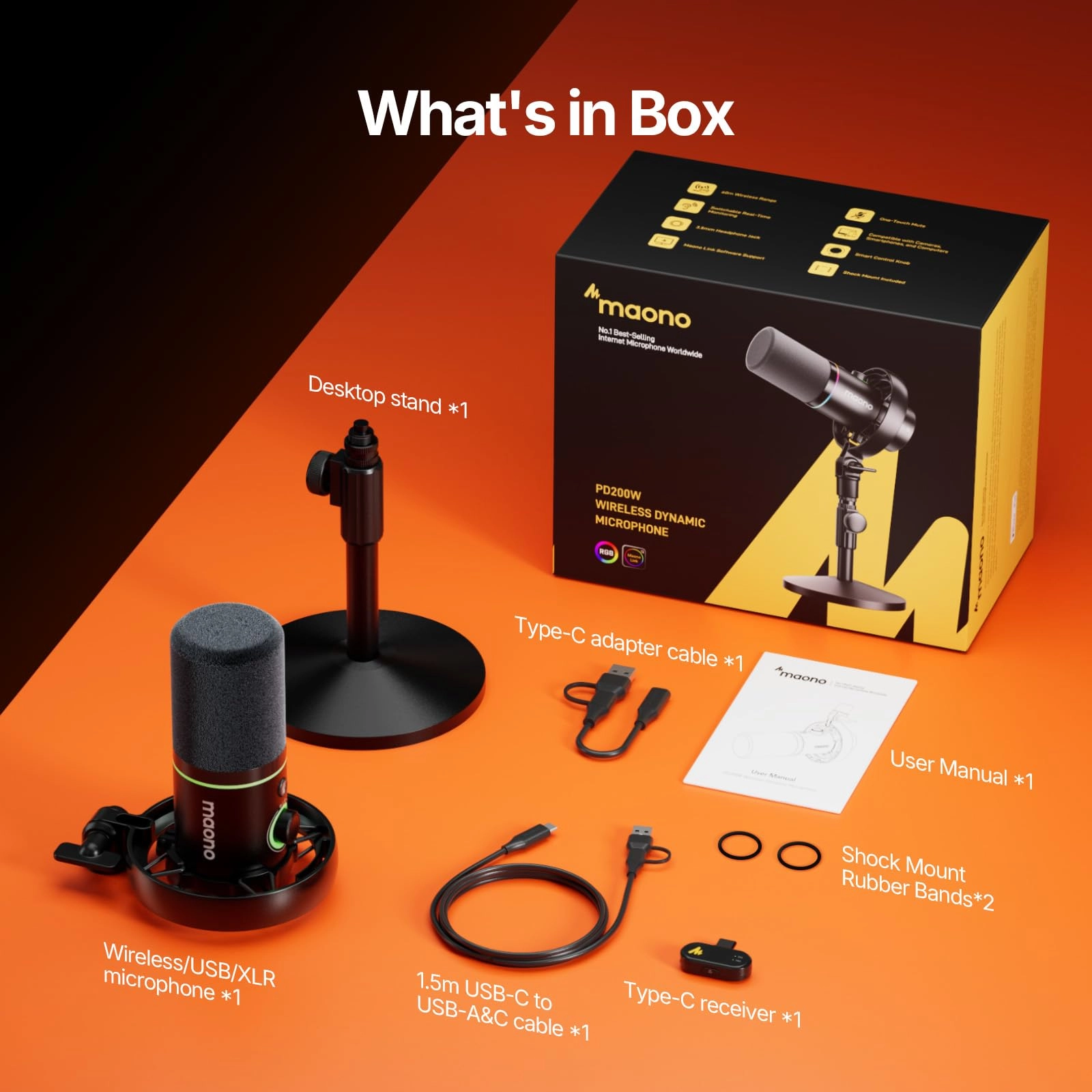 PD200W USB+Wireless+XLR Microphone