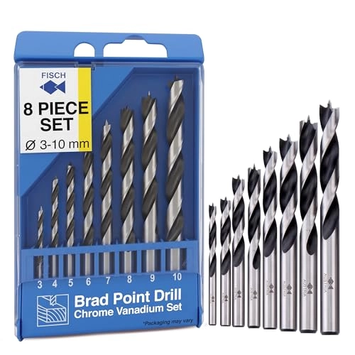 Fisch Brad Point Drill Bit Set - Chrome Vanadium 8Piece 3mm to 10mm