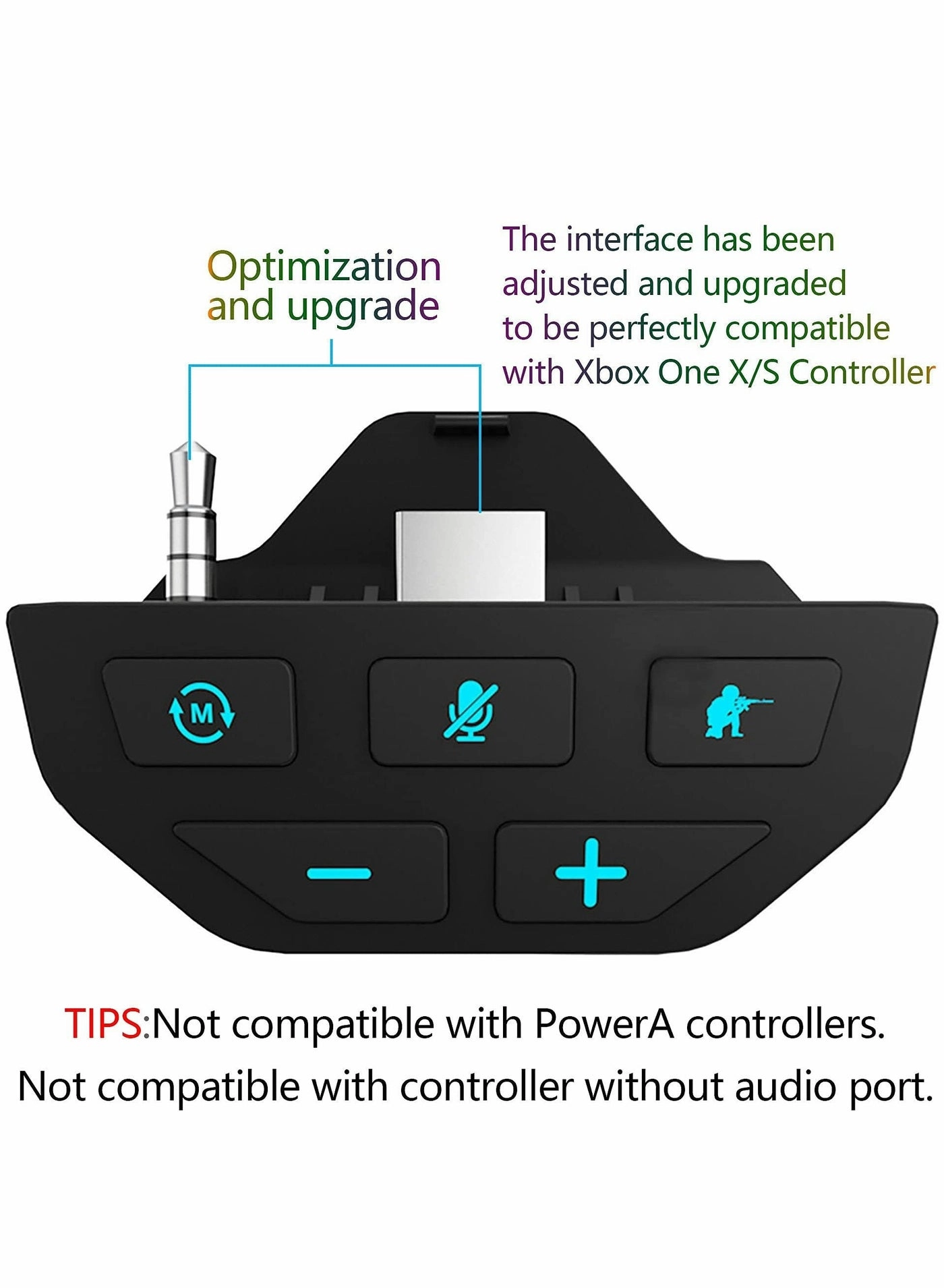 Headset Adapter for Microsoft Xbox One X/Series S/Series X/One Elite/One Slim controller - 3.5mm Audio Jack