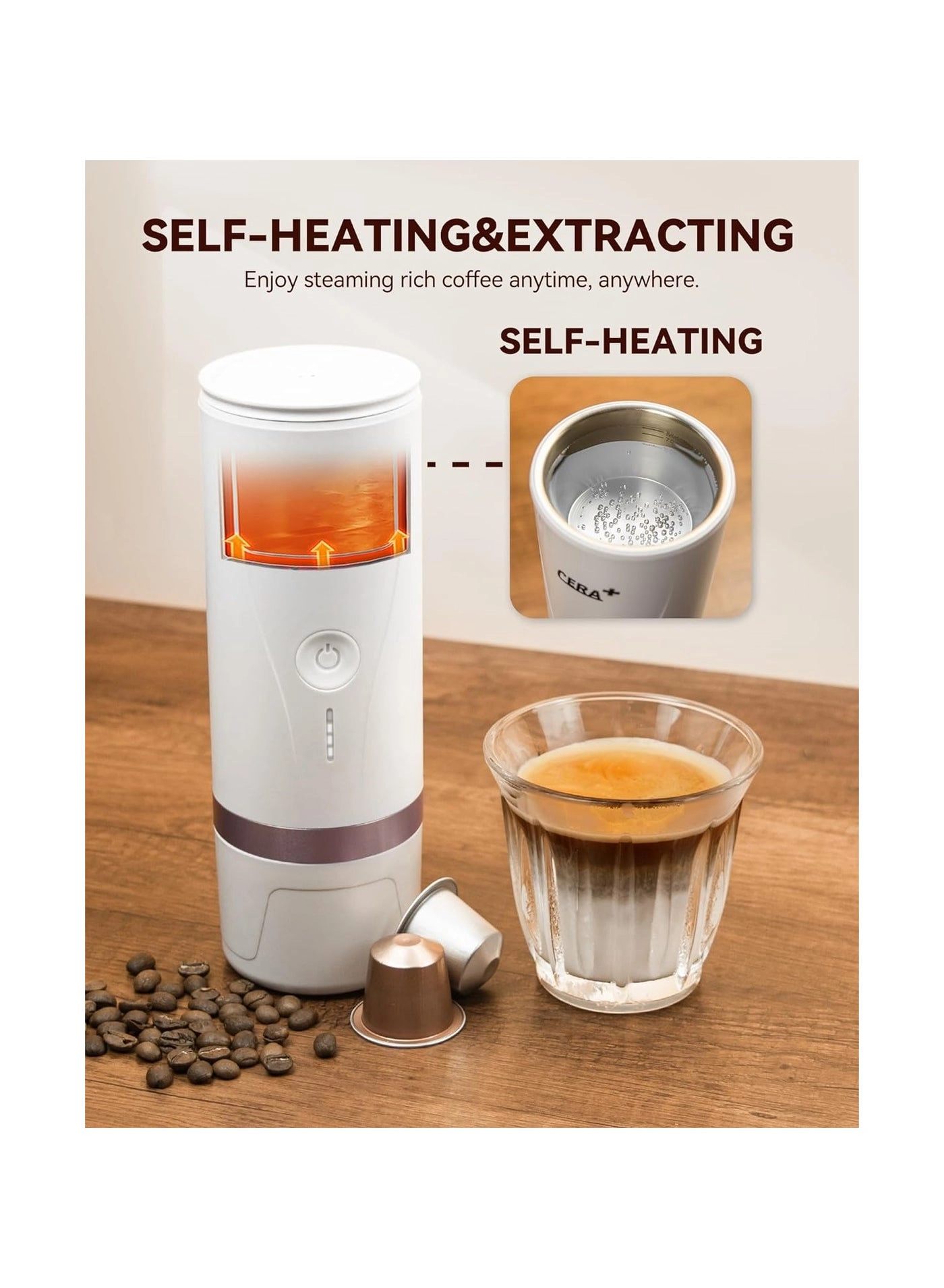 Portable Espresso Maker - Nespresso-compatible capsules fresh ground coffee