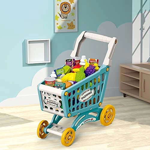 Eazy Kids Role Play Market Shopping Cart - 56 pcs (SAB-LS_DIYSC_BU)