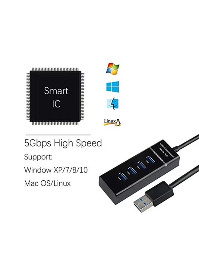 USB 3.0 Super Speed Hub - 4-Port Black