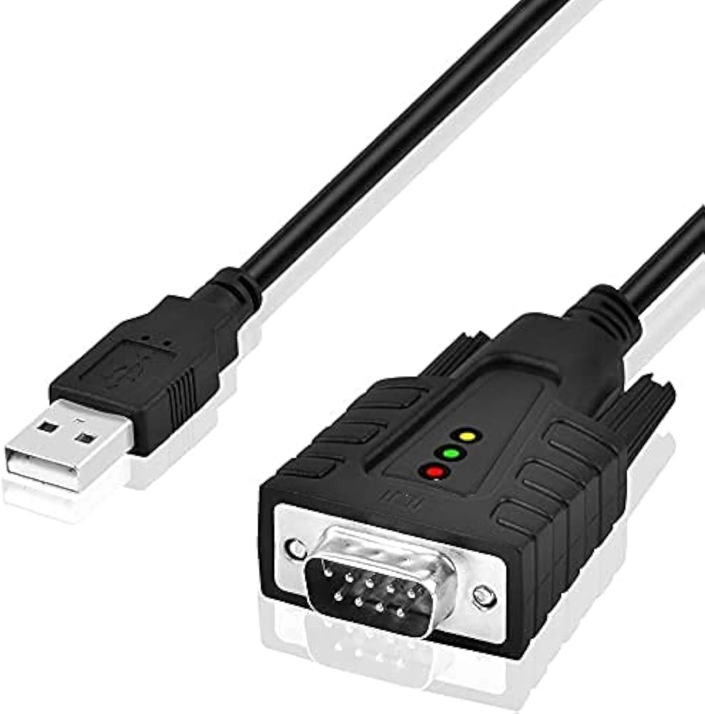 DriverGenius USB to Serial RS232 DB9 Adapter - Male 3 x LEDs 3ft/1m Pack