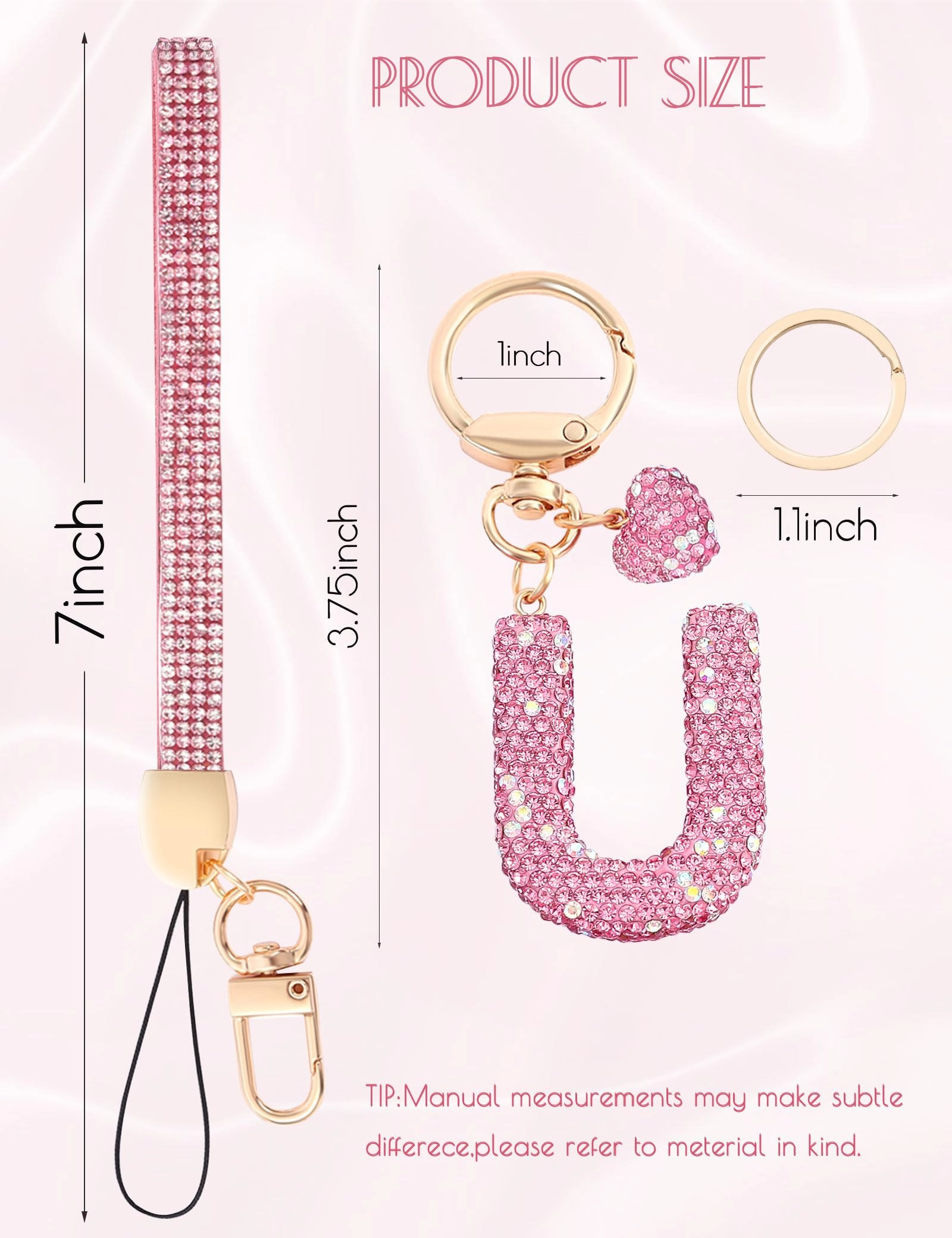 Initial Keychain - L Purple Rhinestone