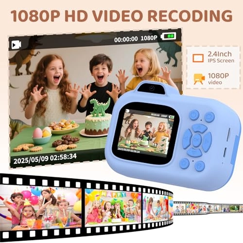 Kids Camera Instant Print - 1080P Dual-Lens