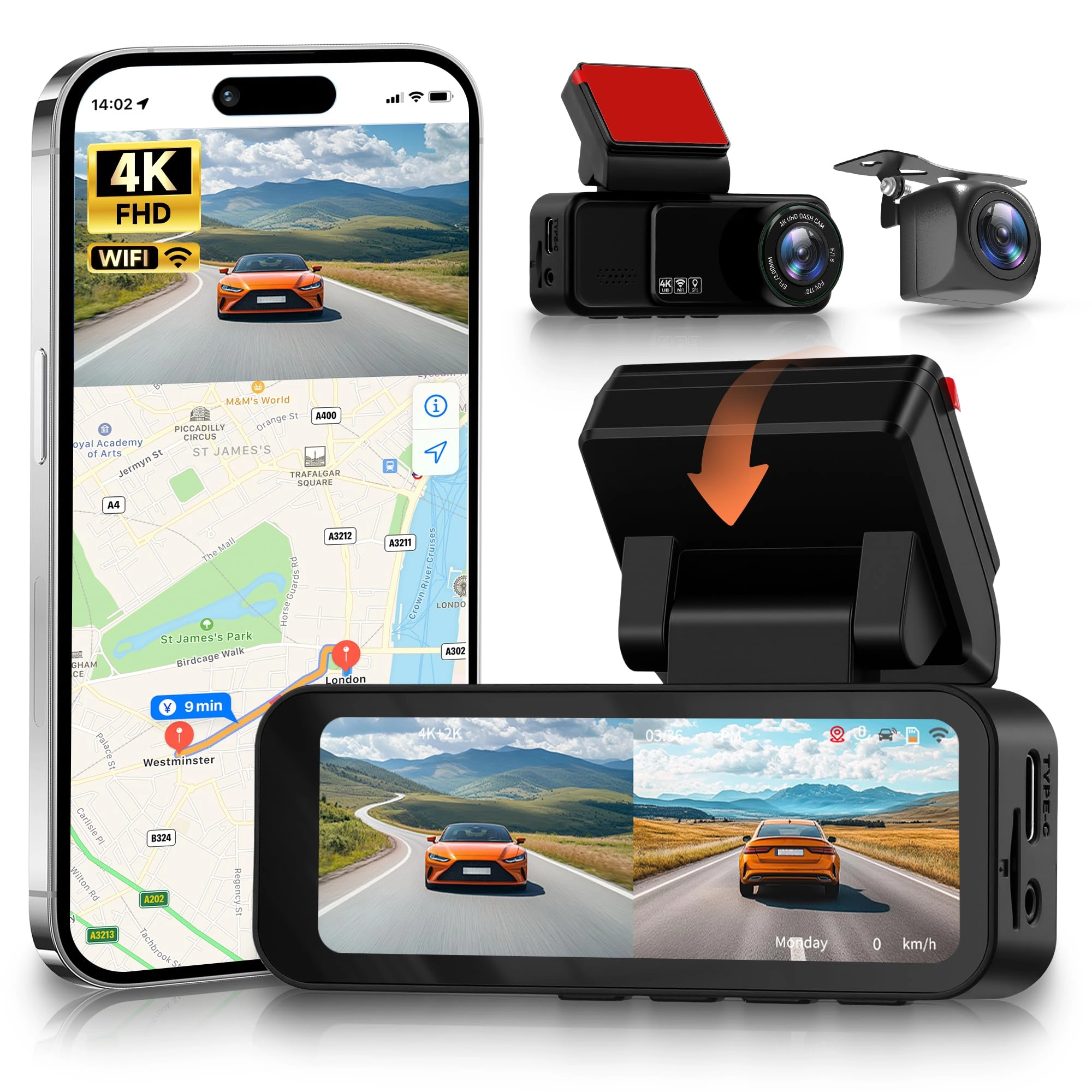 Rimoody 360° 4 Channel Dash Cam - 2K + 1080P
