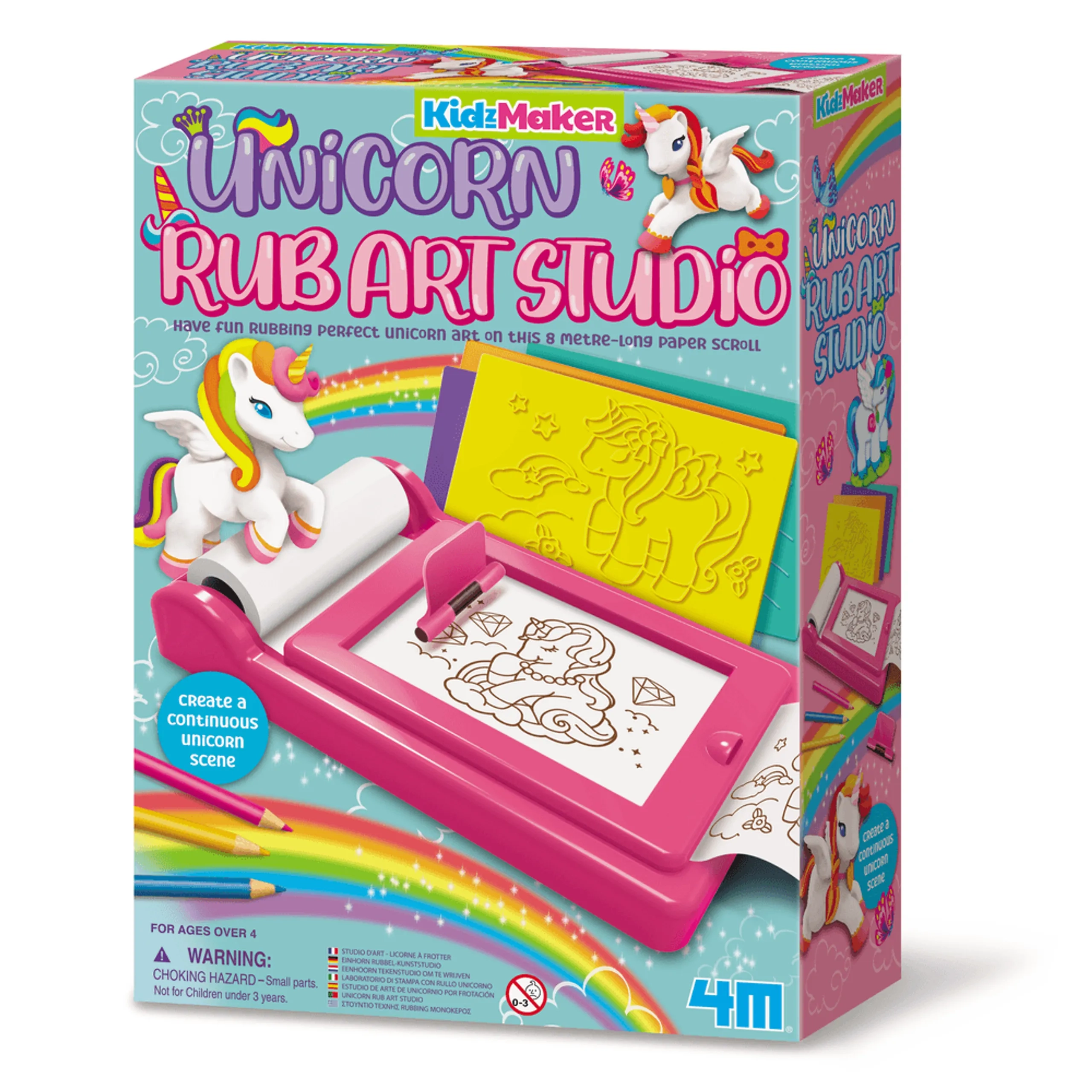 4M KidzMaker Unicorn Rub Art Studio Craft Kit - 4+ years 11 pcs