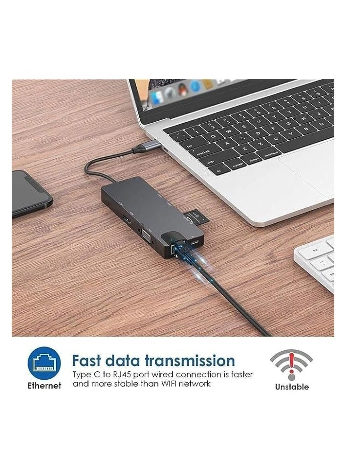 USB C Hub - Gigabit Ethernet Wireless Charging 4K HDMI