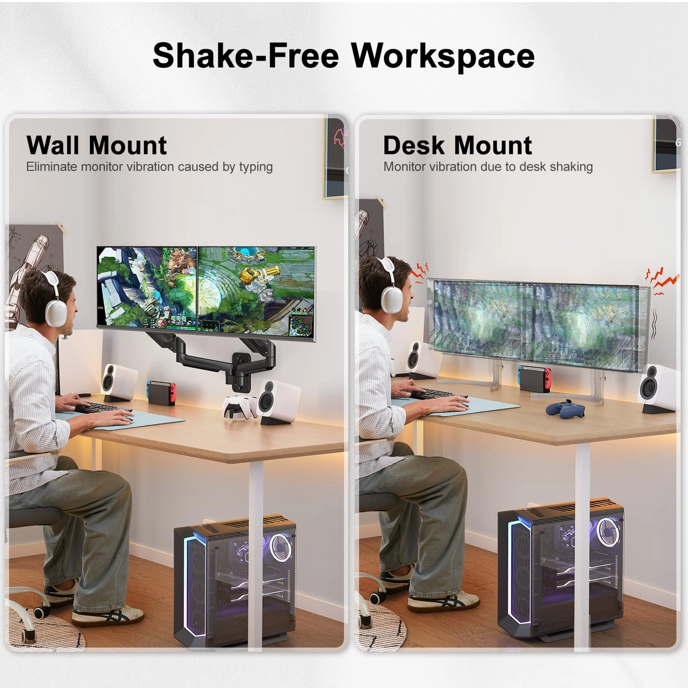 Dual Monitor Wall Mount - 17-32 Inch VESA 75x75/100x100