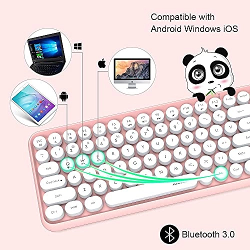84-Key Keyboard - Retro Round Keycaps Bluetooth