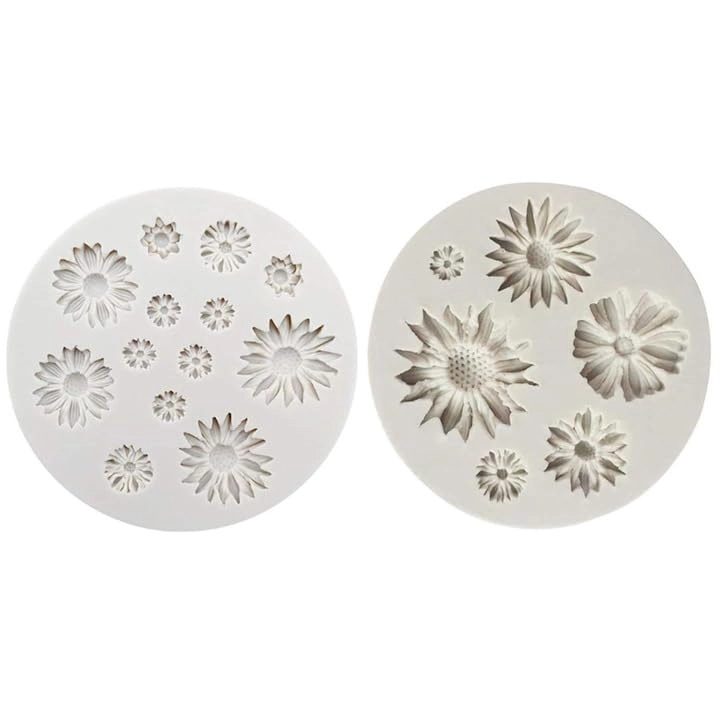 Husaini Mart Daisy Flower Polymer Clay Mould - Silicone Pack of 2