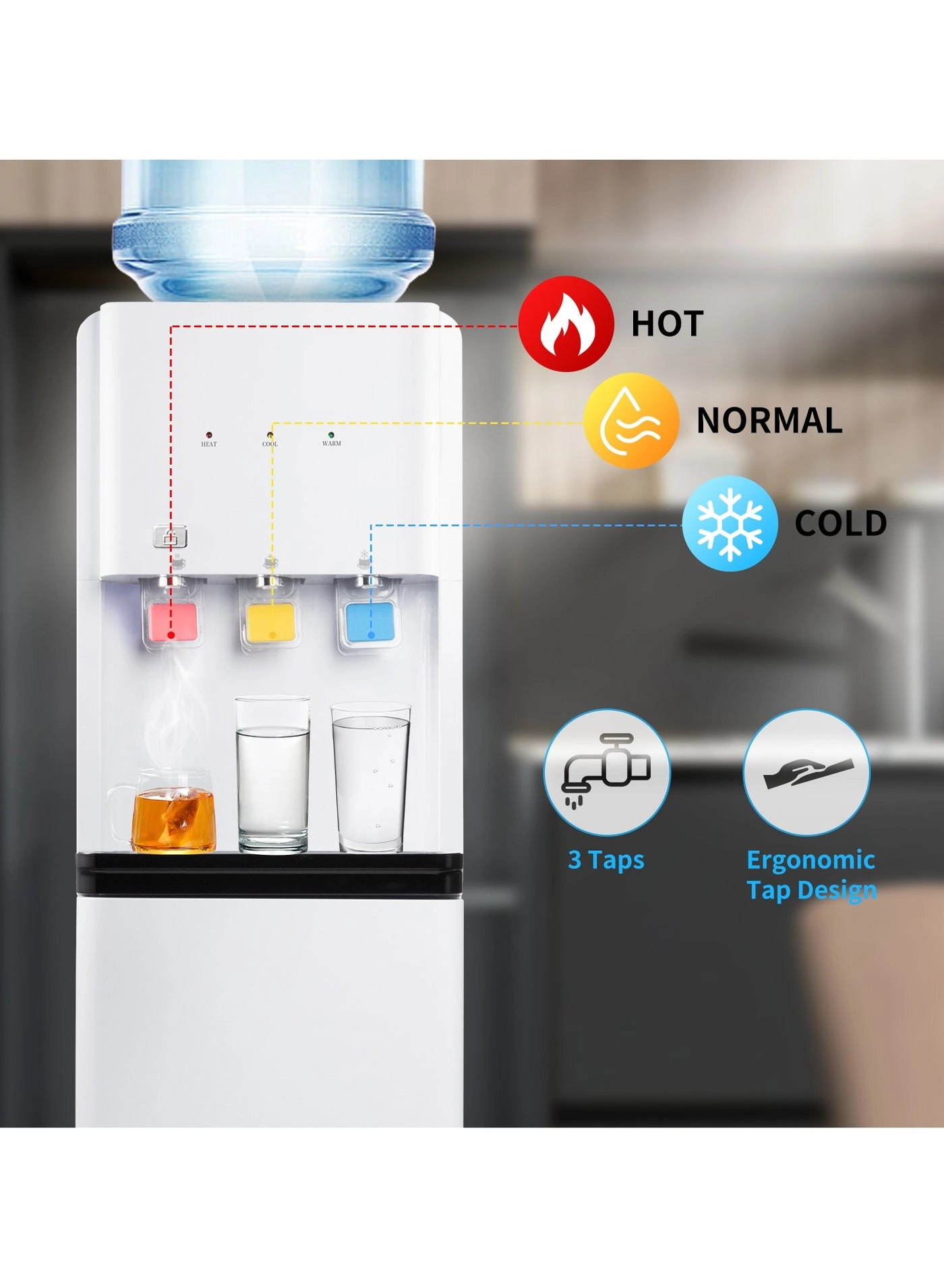 Freestanding Top Loading Bottled Water Dispenser - 3 L