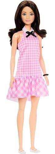 Fashionistas #224 - Black Wavy Hair Pink Gingham Dress Ages 3+