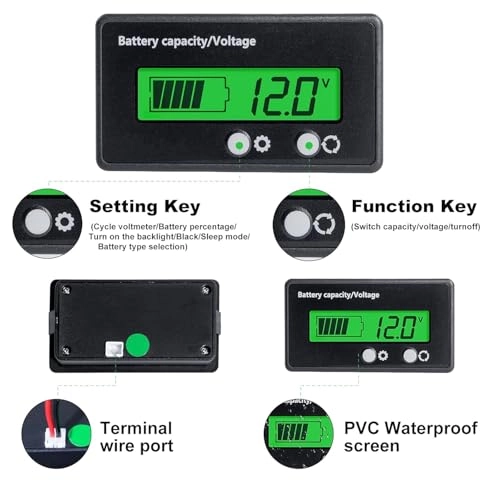 Battery Capacity Voltage Meter - 12V-84V LCD Alarm