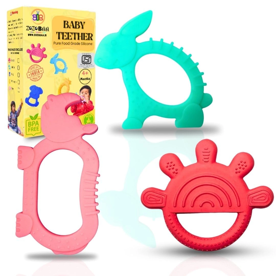ZoZoBaa, ZoZoBaa, Seventh Sky Store, Sonagiri Bhopal, 462022, contact@seventhskystore.com, Insta @Zozobaa_Kids, @seventhskystore +919406832203 Cute Shape Soft Teether - food grade silicone