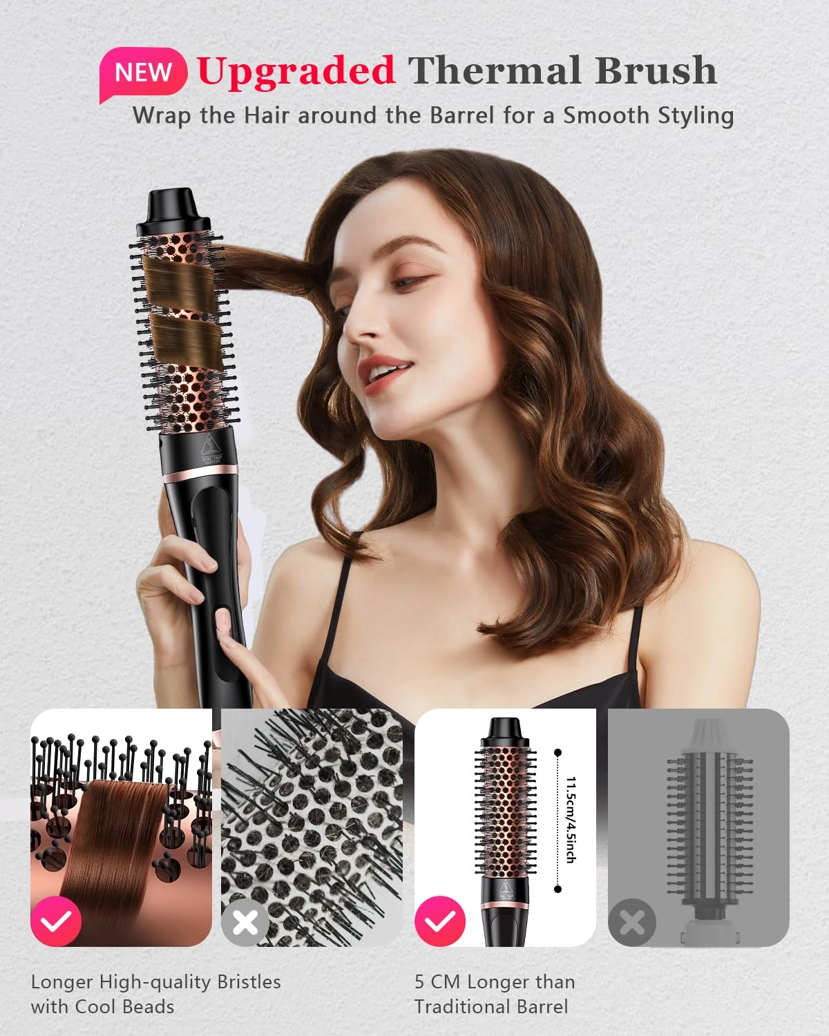 MN-C14A - 5-in-1 Thermal Brush 4 Interchangeable Ceramic Barrels