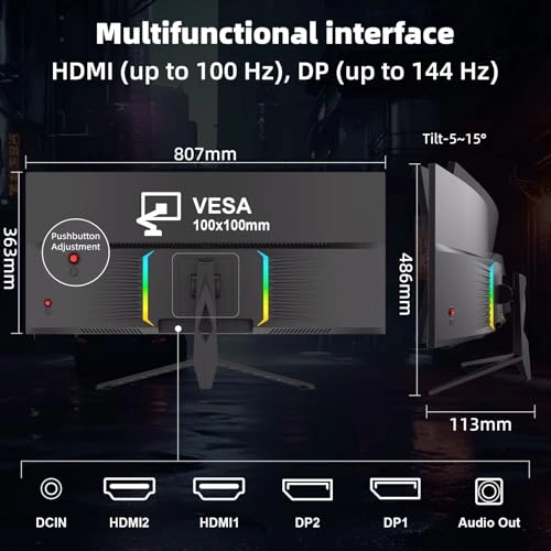 Curved Gaming Monitor - KR-34 Inch pink Curved Monitor 34 Inches 3440x1440