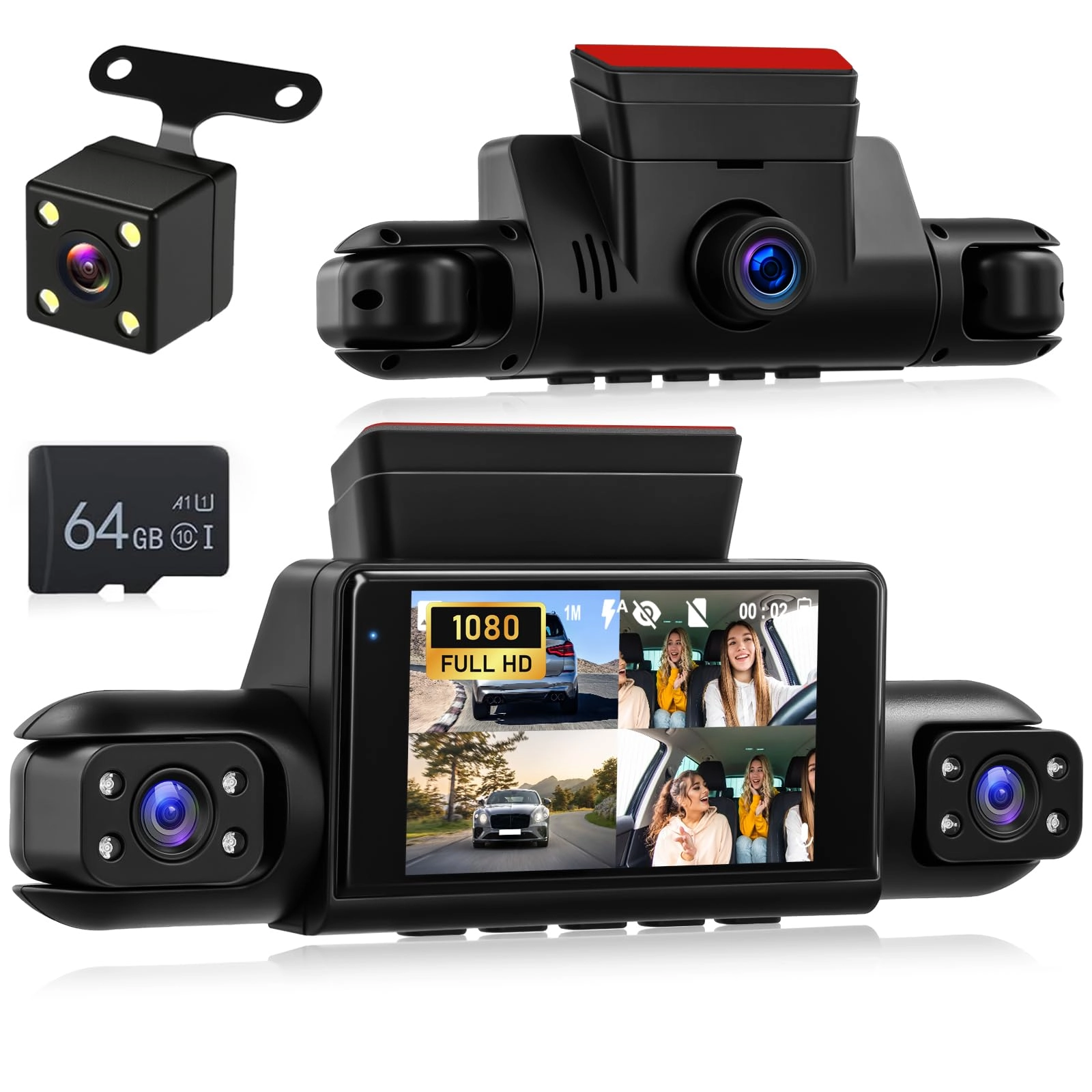4 Channel Front and Rear Dash Cam - 1080P