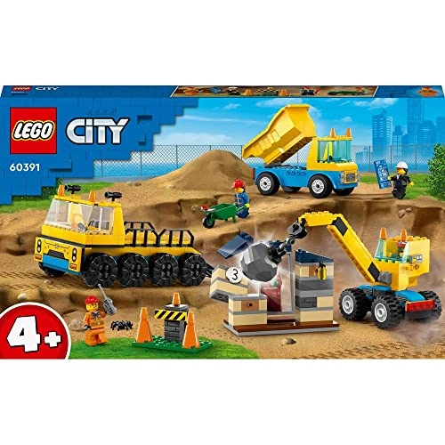 LEGO City Construction Trucks And Wrecking Ball Crane (60391)