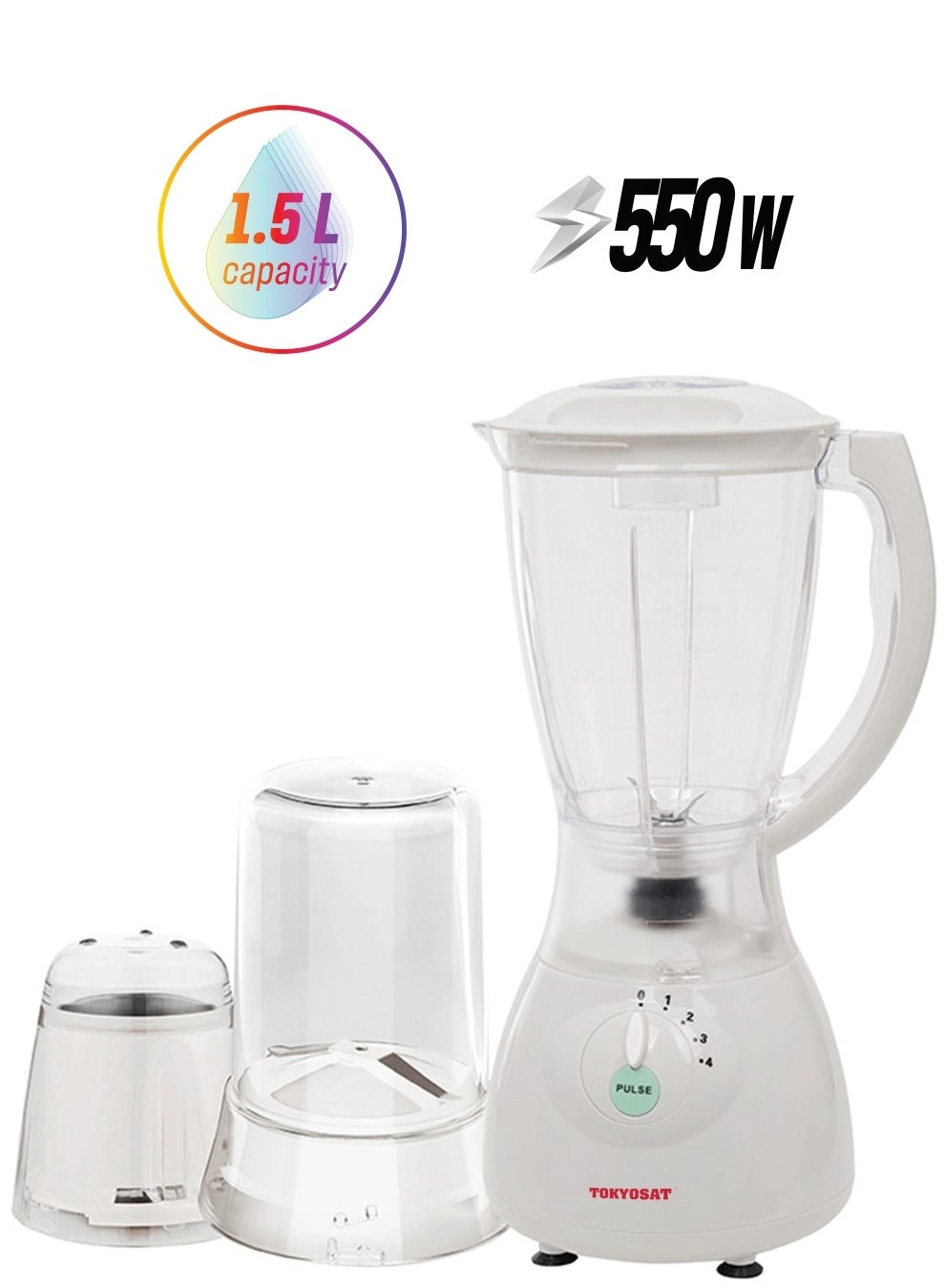 Tokyosat Blender & Juicer 3 in 1 - Grinds beans & nuts Pulse function Overheat protection