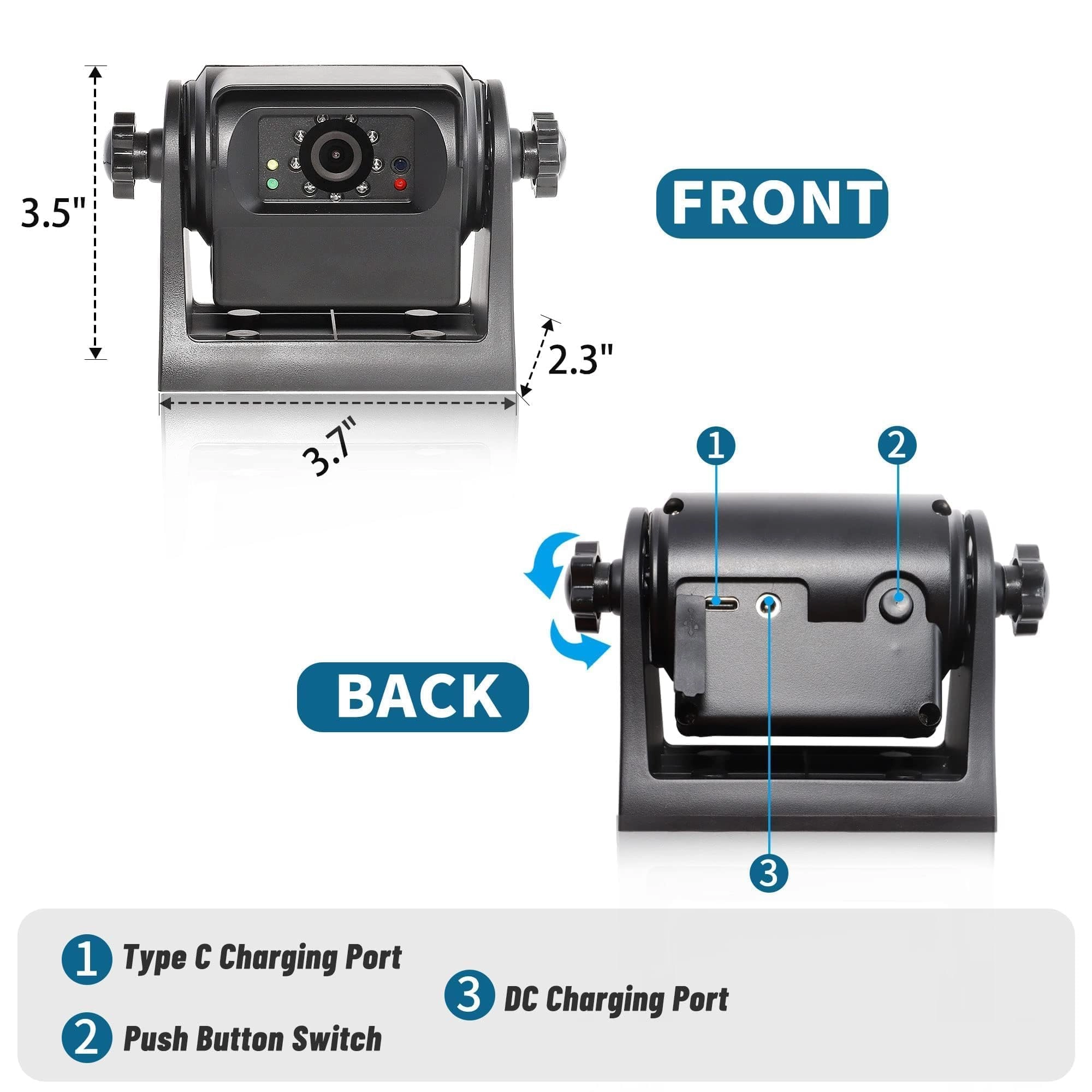 Wireless WiFi Magnetic Hitch Backup Camera - Night Vision 1080P