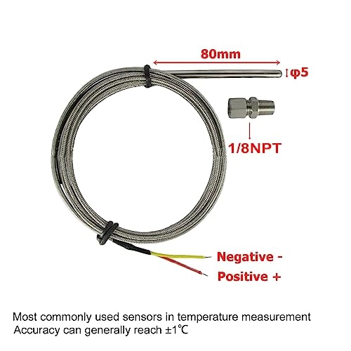 K Type Thermocouple - 1/8in NPT 80mm Probe 1 Meter