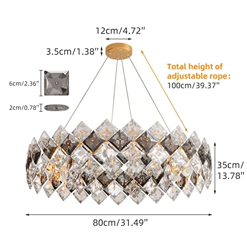 Round Crystal Chandelier - 6000K 4000K 3000K