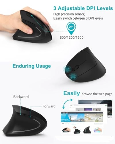 Left Handed Ergonomic Vertical Mouse - Wireless