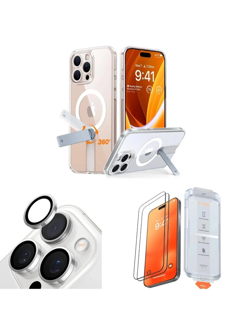 Pstand case + Screen Protector + Lens Protector with MagSafe for iPhone 16 Pro