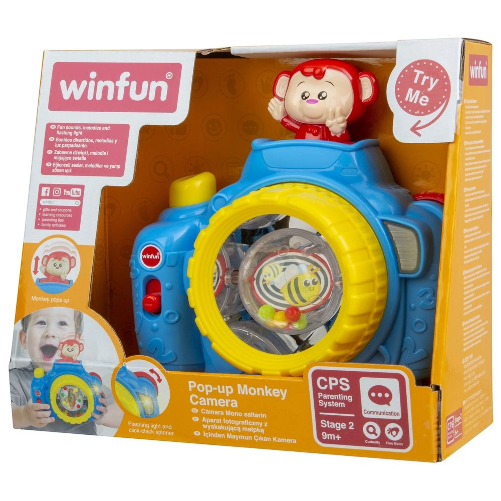 Pop-Up Monkey Camera - 9 months plastic