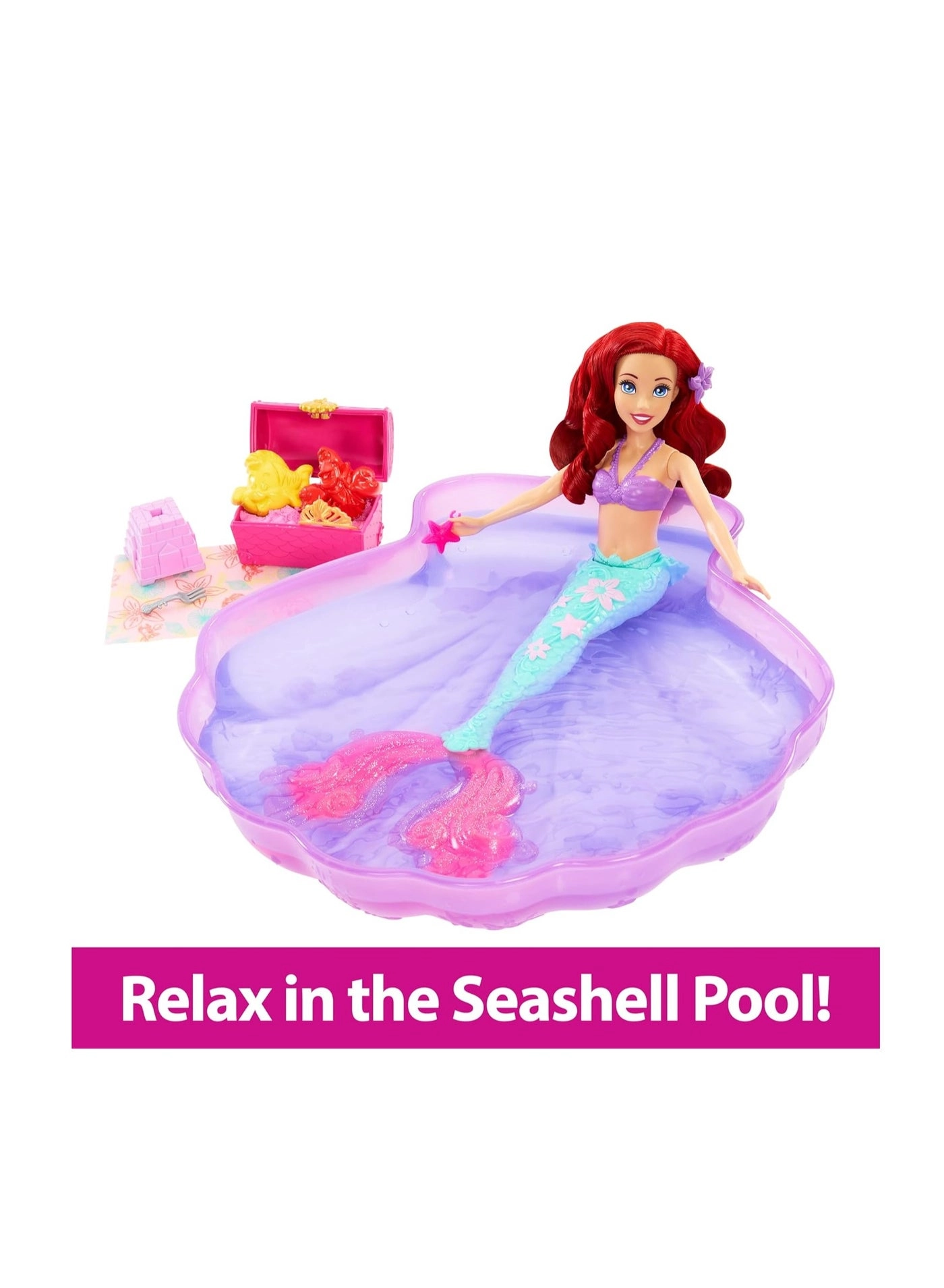 Ariel Mermaid Doll - Glittery fin + Pool Set - Moldable Sand