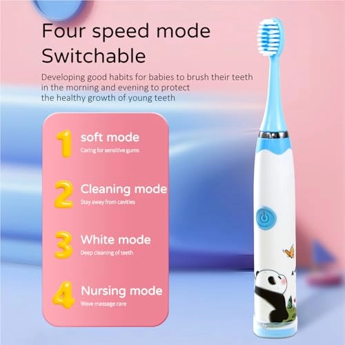 Sonic Electric Toothbrush - 4 Modes 3 Brush Heads Rechargeable