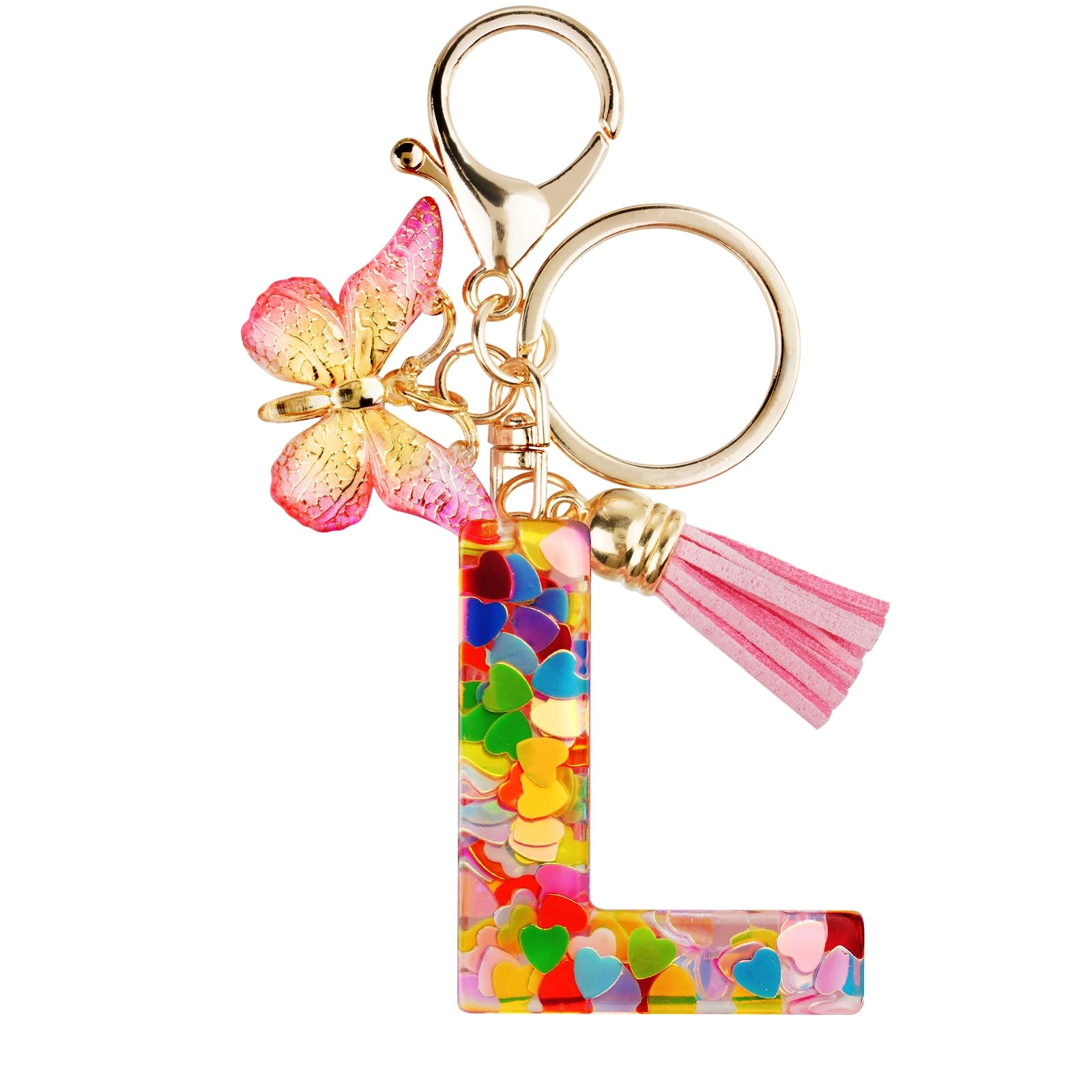 Initial Letter Keychain - Butterfly