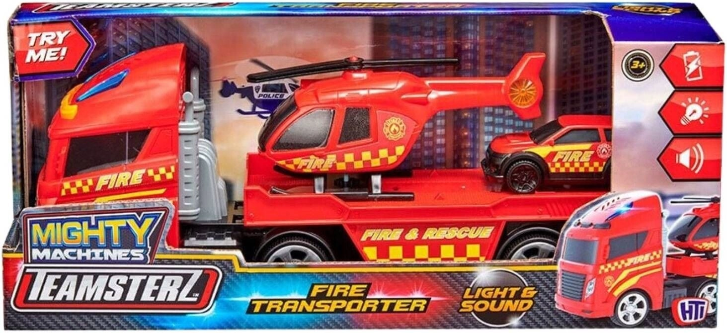 Teamsterz Fire Transporter + Helicopter + Car