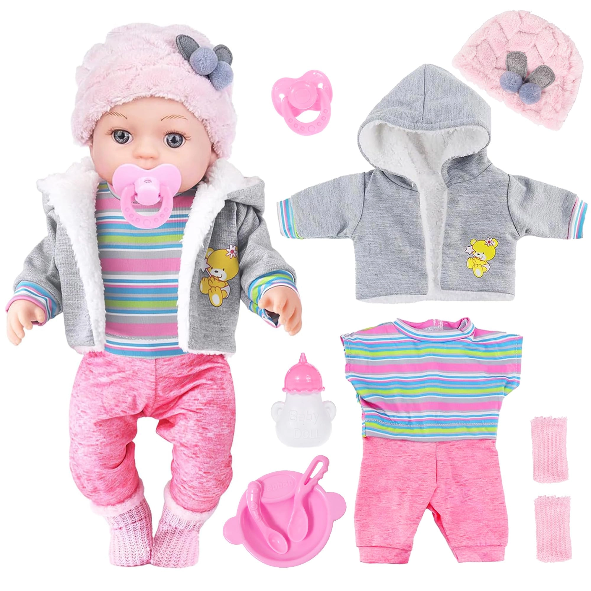 Realistic Baby Doll - 12 Inch Outfits Feeding Accessories Ages 3+