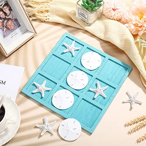Tic Tac Toe - Beach House Decor Wooden Resin Seashell Starfish
