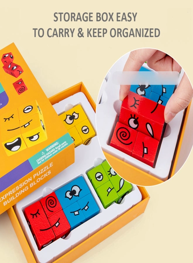 Face Changing Expressions Wooden Block Puzzles - 3+ Years 16 pieces
