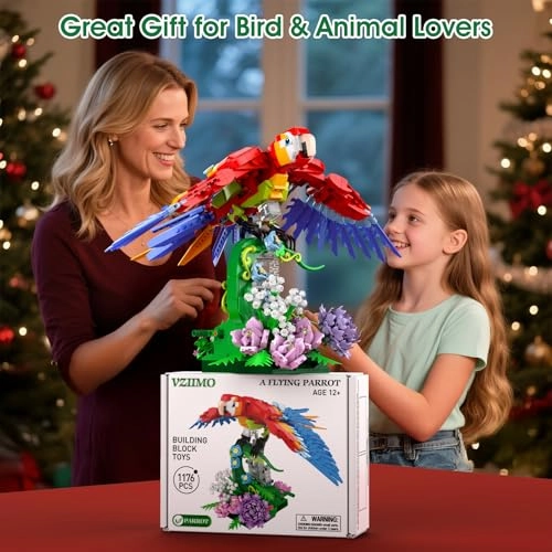 Parrot Building Set - 1176 pieces Rotating Flower Base