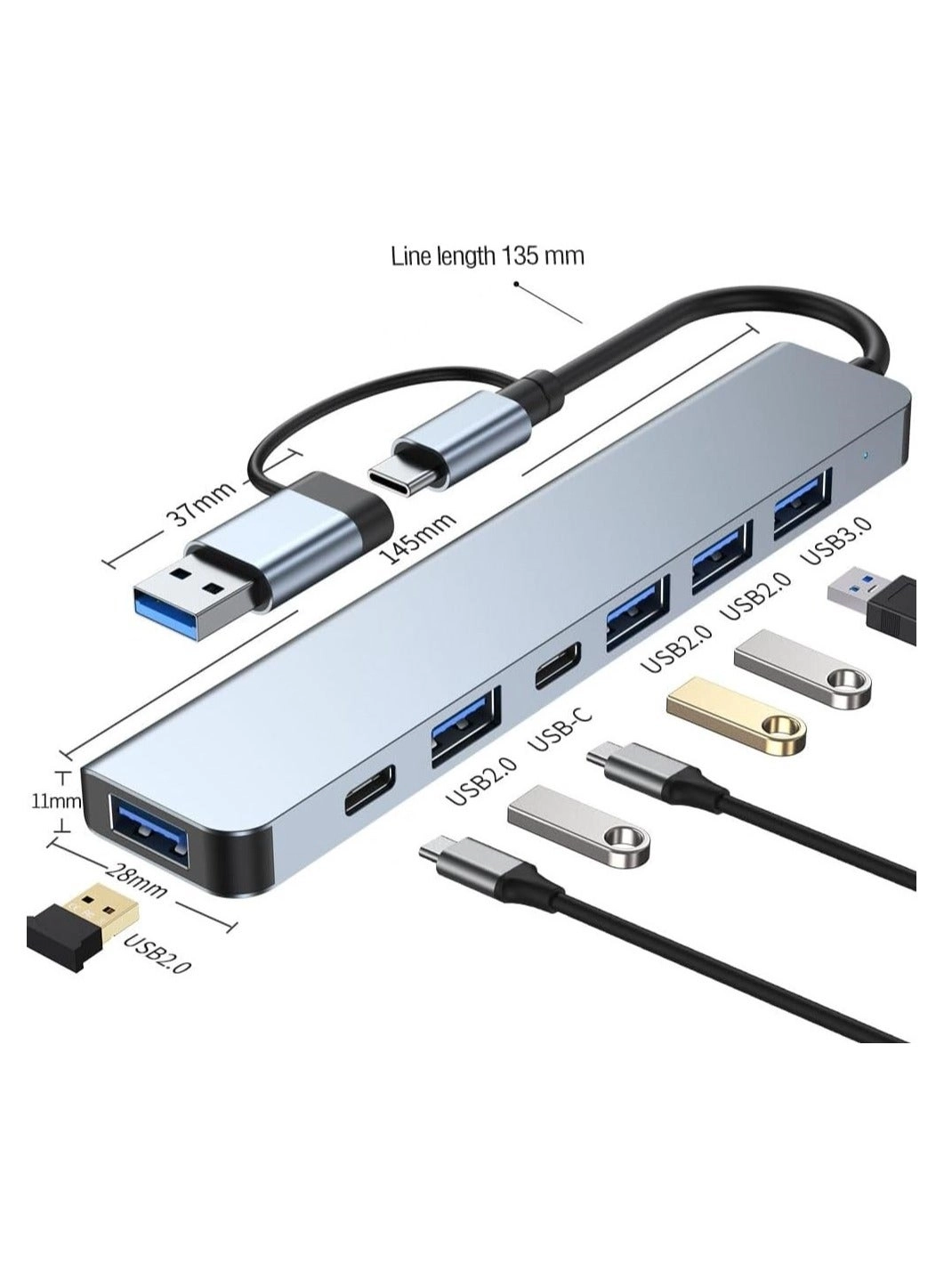 USB C Hub - 7 in 1 1 x USB 3.0