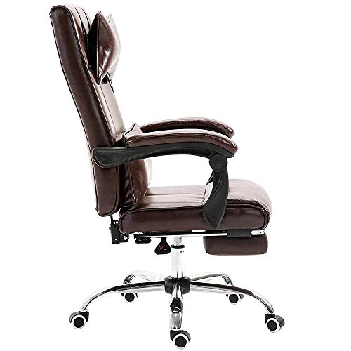 Desk Chair - PU Leather Brown High Back