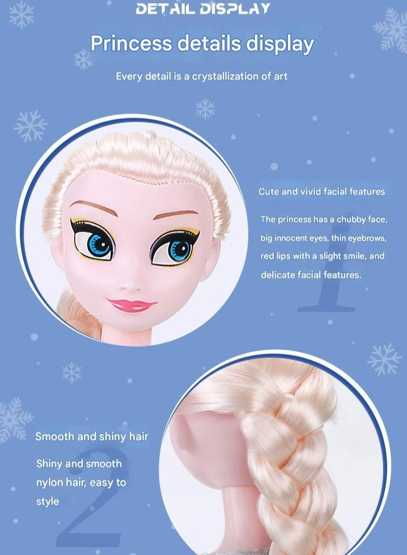 Princess Elsa Doll Gift Set - Blue Plastic for Girls