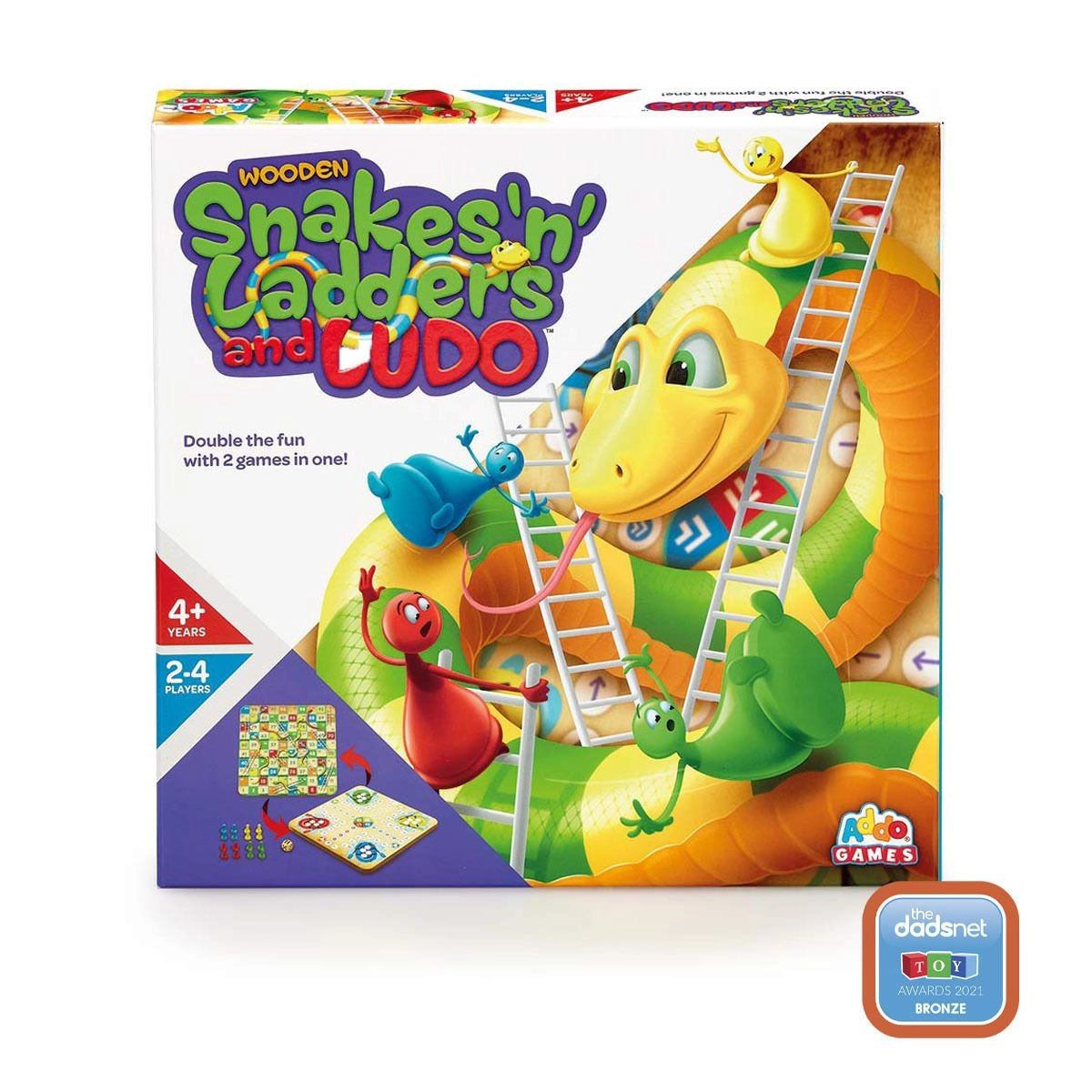 ADDO Snakes Ladders Ludo - 2-in-1 Wooden