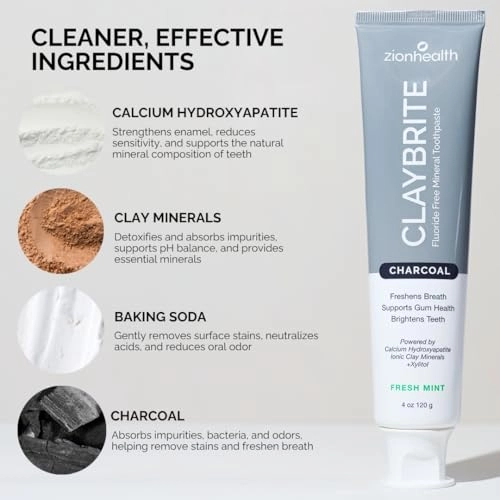 Adama Minerals Activated Charcoal Natural Mint Toothpaste 4 Oz.