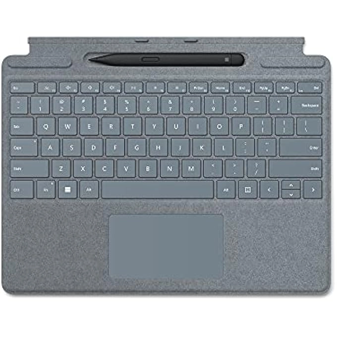 rayihni Surface Pro Signature Keyboard - Ice Blue Backlit + Surface Slim Pen 2
