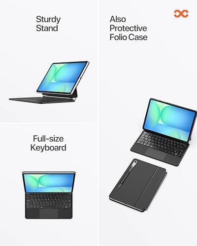 Keyboard Case with Multi-Touch Trackpad for Samsung Tab S10 FE/S9/S9 FE/S8/S7
