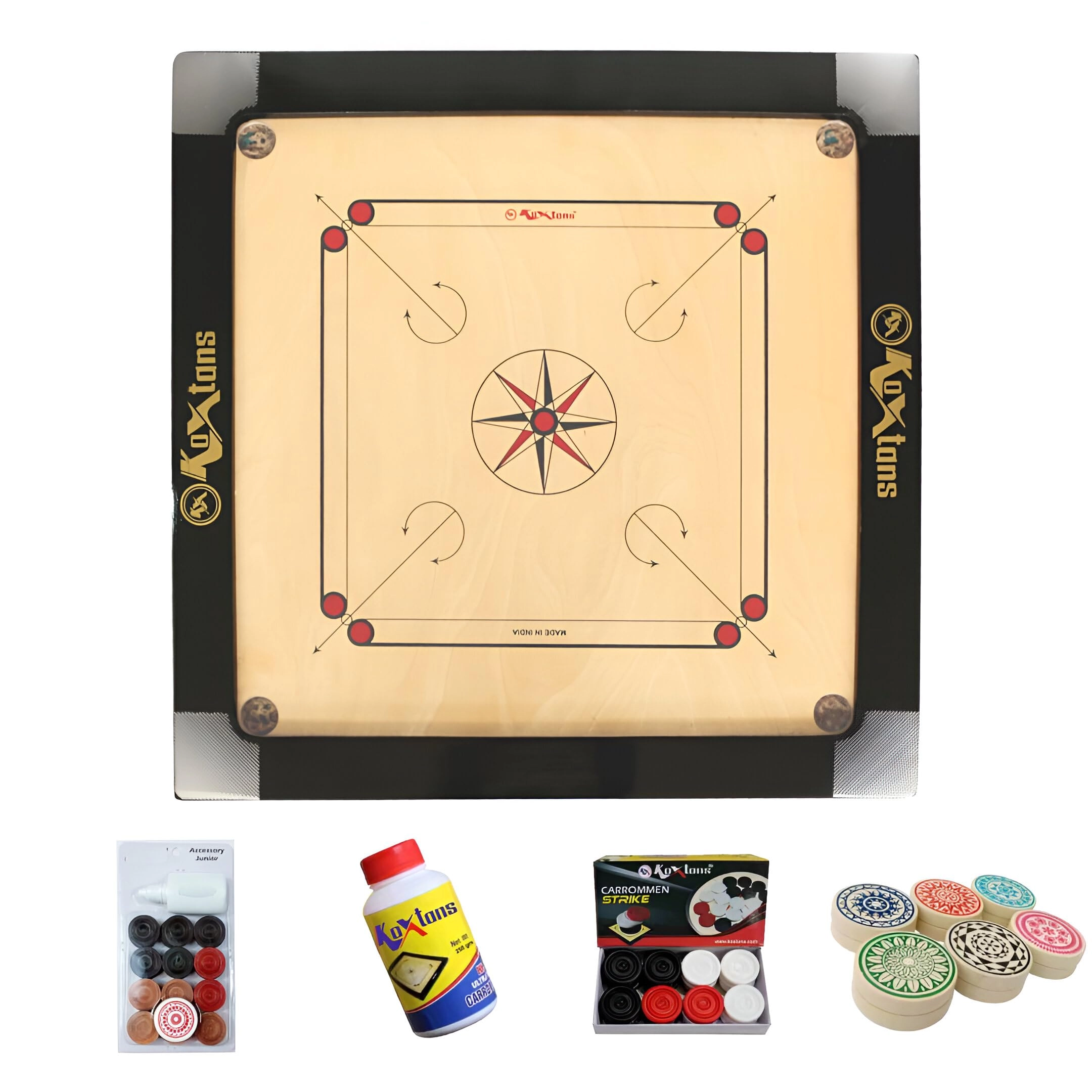KOXTONS Carrom Board - 36 INCH Full Size 3 inch Border