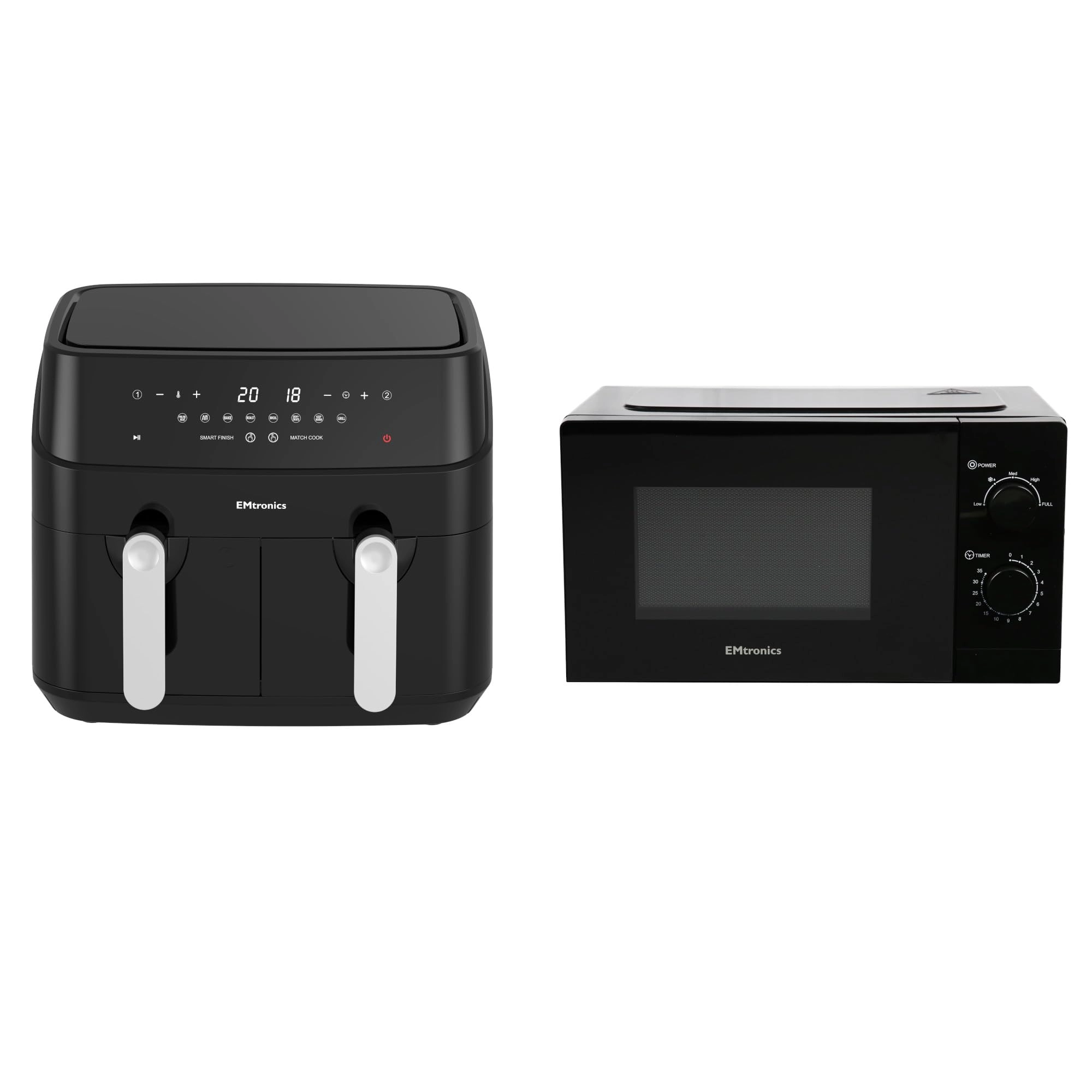 emtronics Double Drawer Air Fryer - 9L + Microwave Grill - 20L