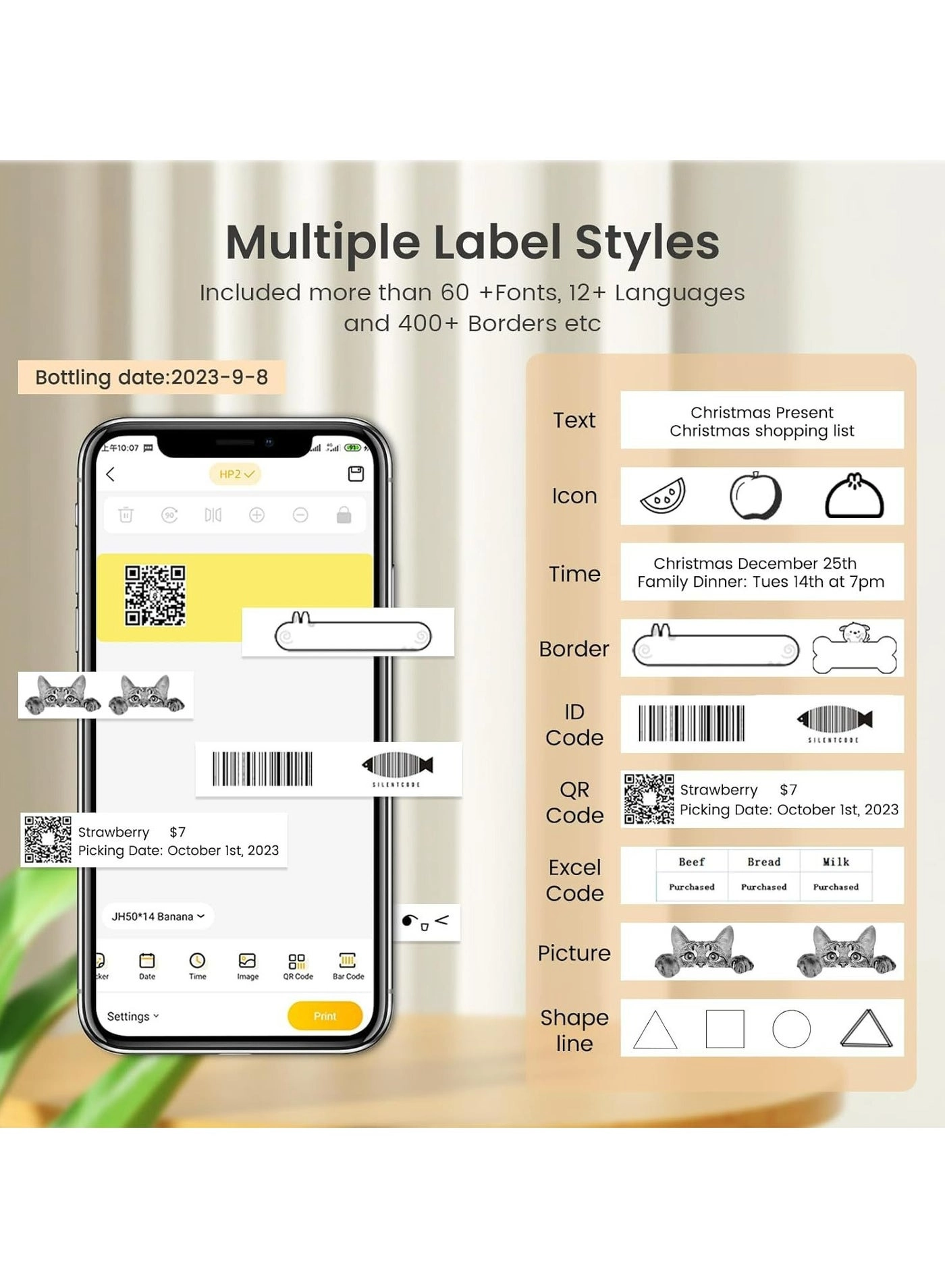 Bluetooth Mini Label Printer - Inkless Thermal 30mm