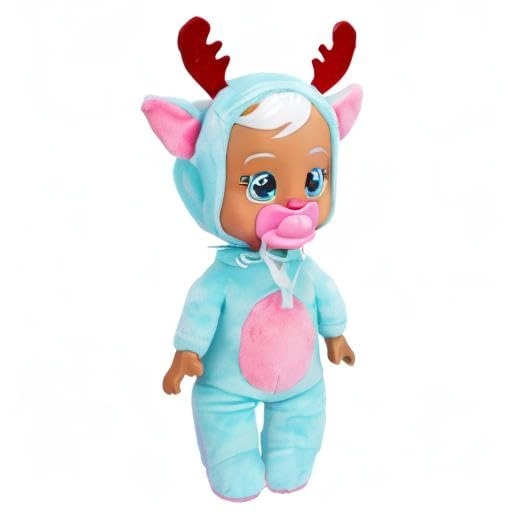 Eve Baby Doll - 9" Blue and Pink Reindeer Themed Pajamas Ages 18+